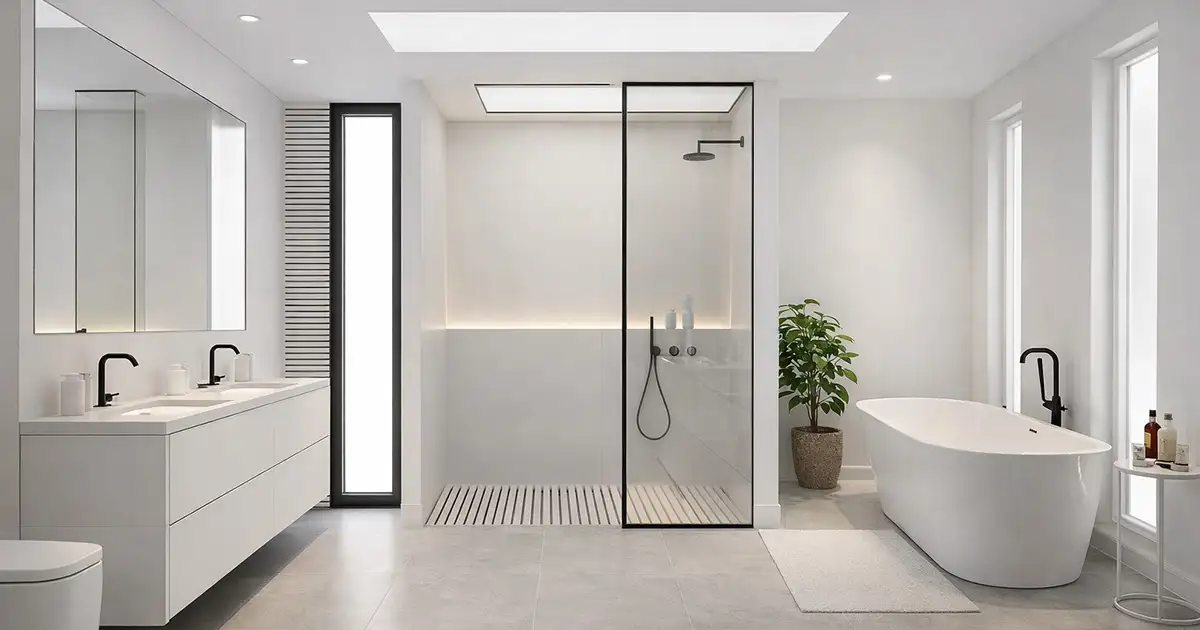 Ánh sáng LED gián tiếp giúp không gian tắm trở nên sâu và rõ nét hơn 