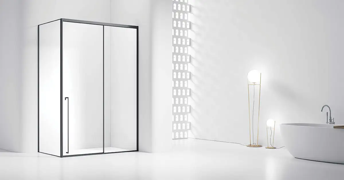 Mẫu cabin tắm kính slim tông đen phù hợp phong cách hiện đại, tạo điểm nhấn cá tính và tăng chiều sâu cho không gian phòng tắm chung cư.